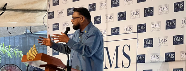 His Excellency Dr. Mohamed Irfaan Ali delivering his address.